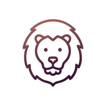 Line drawing of a lion's head with mane on white background Stock Illustration