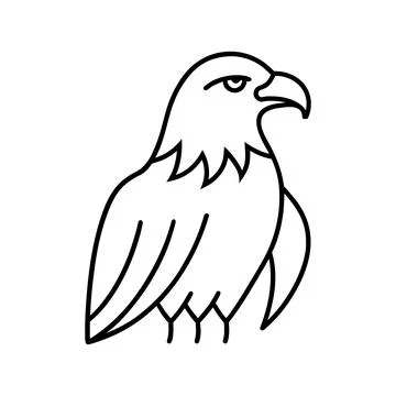 Line drawing of a majestic eagle standing proud and strong symbol Stock Illustration