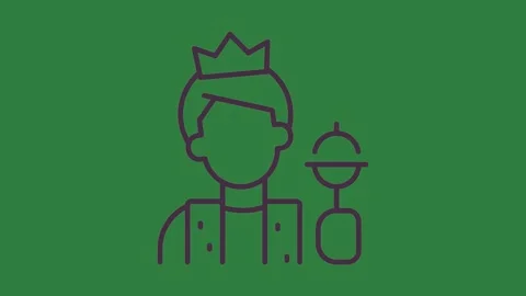 A line drawing of man with crown on his head and isolated on green screen Stock Footage 336954773