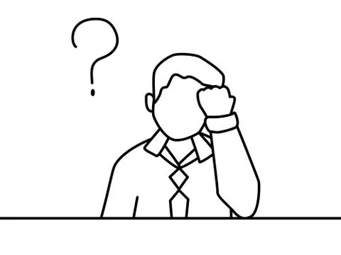 Line drawing of a man in question Stock Illustration