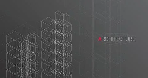 Line drawing of modern high-rise buildings in city Ilustración de archivo