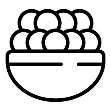 Line drawing of multiple round objects in bowl representing abundance and p.. Stock Illustration