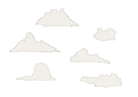 Line Drawing Paper Collage Clouds Stock Illustration
