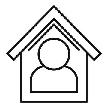 Line drawing of a person staying inside the house Ilustración de archivo