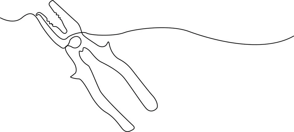 Line drawing of pliers Vector Illustrazione stock