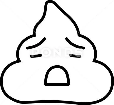 Line drawing of poo emoticon icon Illustration #115149440