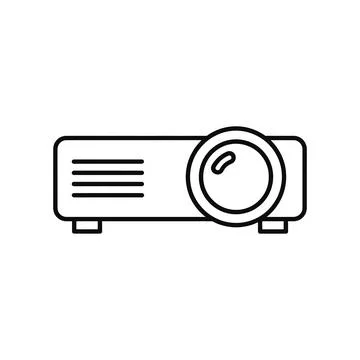 Line Drawing of a Projector with Lens and Ventilation Slots Isolated on Tra.. Stock Illustration