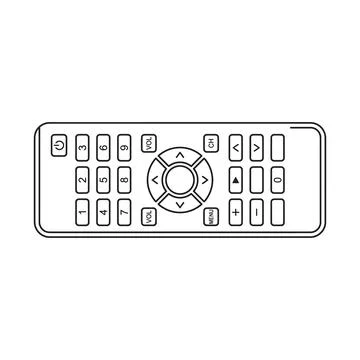 Line Drawing Remote Control with Number Pad Navigation and Volume Channel B.. Stock Illustration