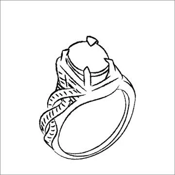 Line Drawing of Ring -Simple line Vector Stock Illustration