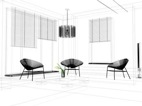Line drawing room Stock Illustration