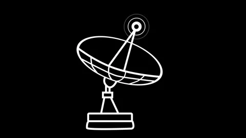 Line drawing of a satellite dish antenna isolated simple communication icon.. Vídeo Stock 337080002