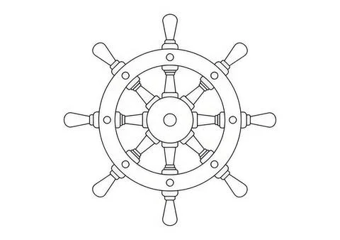Line drawing of a ship's steering wheel or helm Stock Illustration
