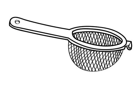Line Drawing of Sieve -Simple line Vector Stock Illustration