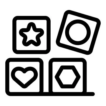 Line drawing of simple blocks featuring basic shapes for children to play wit Illustrazione stock
