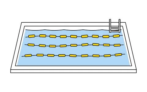 Line drawing of a simple swimming pool Stock Illustration