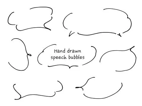 A line drawing speech balloons like a cloud with a wide gap. Stock Illustration