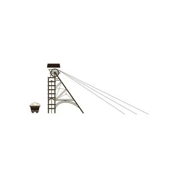 Line drawing surface mine vector illustration isolated on white background. Stock Illustration