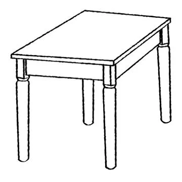 Line Drawing of Table -Simple line Vector Stock Illustration