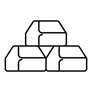 Line drawing of three sugar cubes stacked on top of each other Stock Illustration
