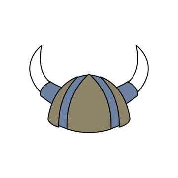Line drawing viking helmet vector illustration isolated on white background. Stock Illustration
