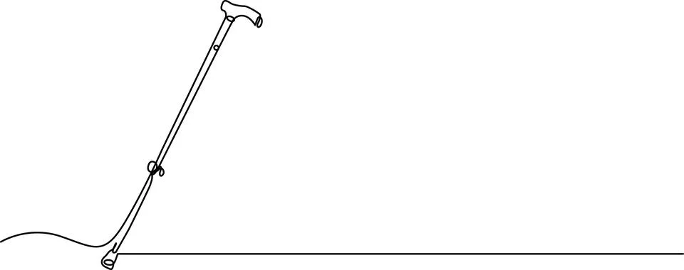 Line drawing of a walking cane Vector Stock Illustration