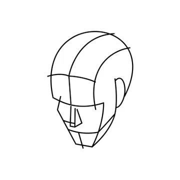 Line drawing wire head vector illustration isolated on white background. Stock Illustration
