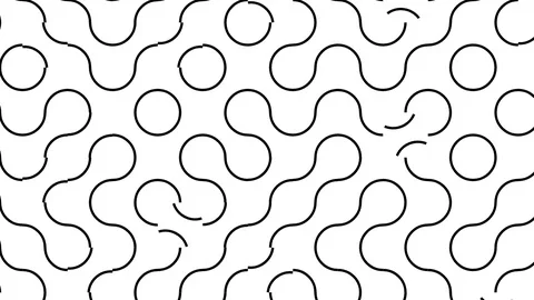 Line Drawn Arc Segments Grid Switching to Form Ever Changing Maze Pattern Stock Footage 118987431
