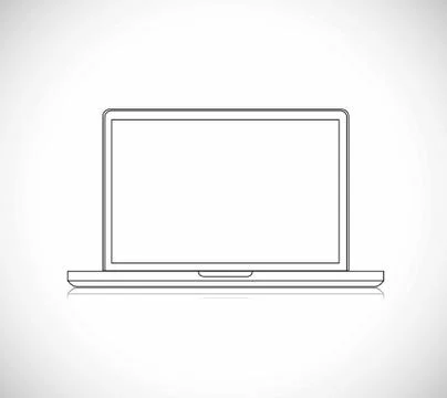Line drawn laptop computer Illustrator. design graphic Stock Illustration