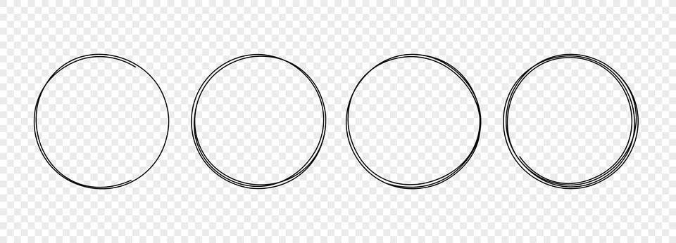 Line drawn round frame stroke. Sketch line pen hand shape doodle outline brush 스톡 일러스트