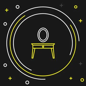 Line Dressing table icon isolated on black background. Colorful outline concept イラスト素材
