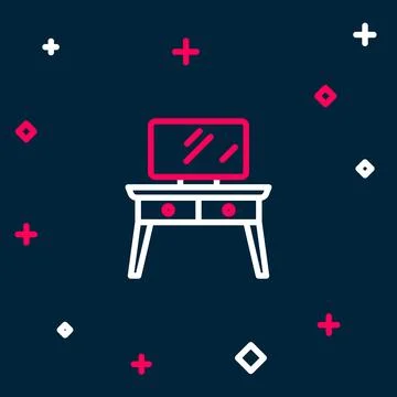 Line Dressing table icon isolated on blue background. Colorful outline concept イラスト素材