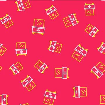 Line Dressing table icon isolated seamless pattern on red background.  Vector イラスト素材