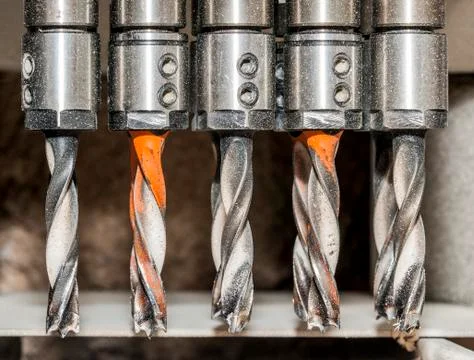 Line of drill bits Stock Photos