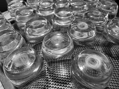 Line of drinking glasses, glasses, bunch of glasses, drinking glasses, glass Stock Photos