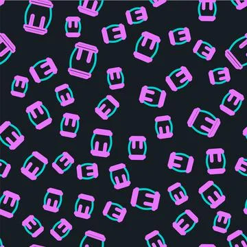 Line Drum icon isolated seamless pattern on black background. Music sign Stock Illustration