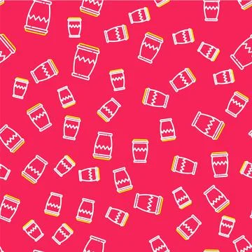 Line Drum icon isolated seamless pattern on red background. Music sign. Musical Stock Illustration