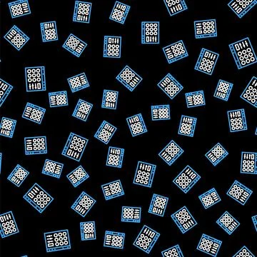 Line Drum machine icon isolated seamless pattern on black background. Musical Illustrazione stock