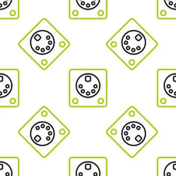 Line Drum machine icon isolated seamless pattern on white background. Musical Stock Illustration