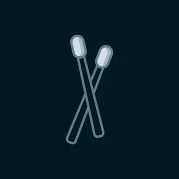 Line Drum sticks icon isolated on black background. Musical instrument. Fla.. Stock Illustration