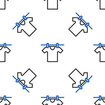 Line Drying clothes icon isolated seamless pattern on white background. Clean Illustrazione stock