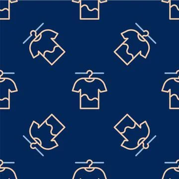 Line Drying clothes icon isolated seamless pattern on blue background. Clean Illustrazione stock