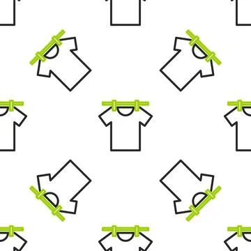 Line Drying clothes icon isolated seamless pattern on white background. Clean Illustrazione stock