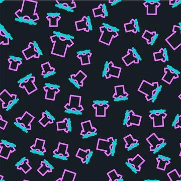 Line Drying clothes icon isolated seamless pattern on black background. Clean Stock Illustration
