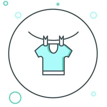 Line Drying clothes icon isolated on white background. Clean shirt. Wash cl.. Stock Illustration