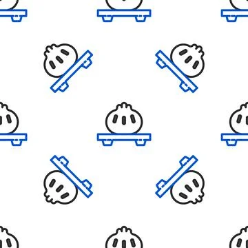 Line Dumpling on cutting board icon isolated seamless pattern on white イラスト素材