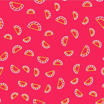Line Dumpling icon isolated seamless pattern on red background. Traditional Stock Illustration