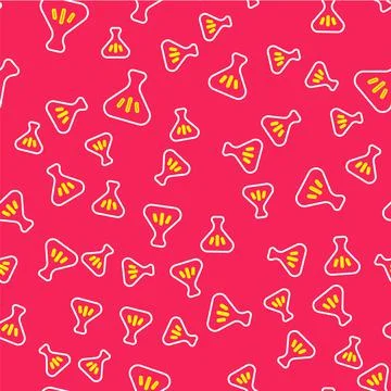 Line Dumpling icon isolated seamless pattern on red background. Traditional イラスト素材