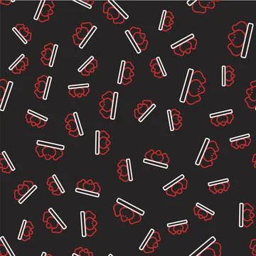 Line Dumpling icon isolated seamless pattern on black background. Traditional イラスト素材