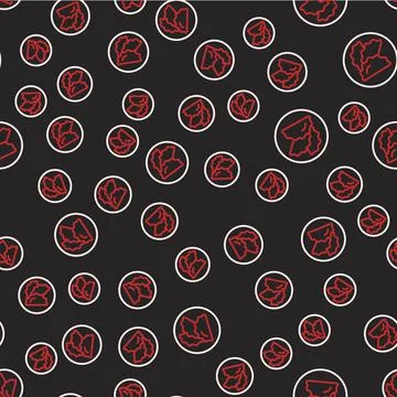 Line Dumpling icon isolated seamless pattern on black background. Traditional イラスト素材