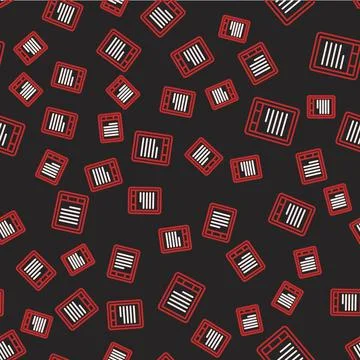 Line E-Book reader icon isolated seamless pattern on black background. Vector Stock Illustration